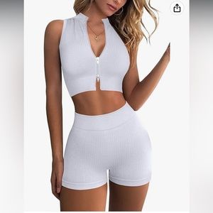 2 Piece Seamless Work Set - White